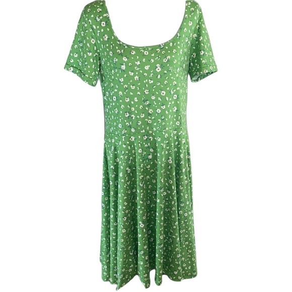 Melissa Masse Green Floral Print Swing Dress Size Large NWT - Picture 3 of 12